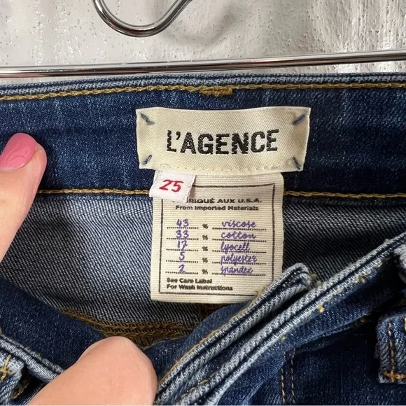 L’agence Margot Racer Stripe High Rise Ankle Skinny Neptune 25 - Picture 6 of 8